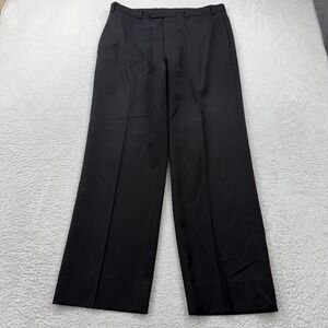 Brooks Brothers 346 Men Black Wool Dress Pants Size 35x30 Pleated